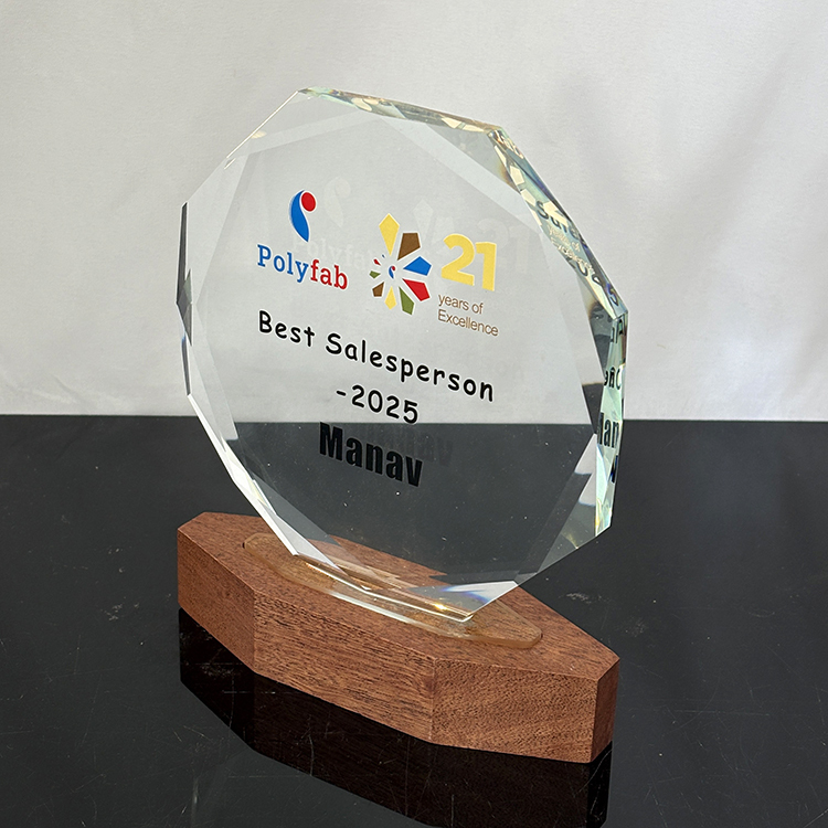 Personalized Wooden Light up Octagon Plaque Crystal Trophy Award MH-LJ0972