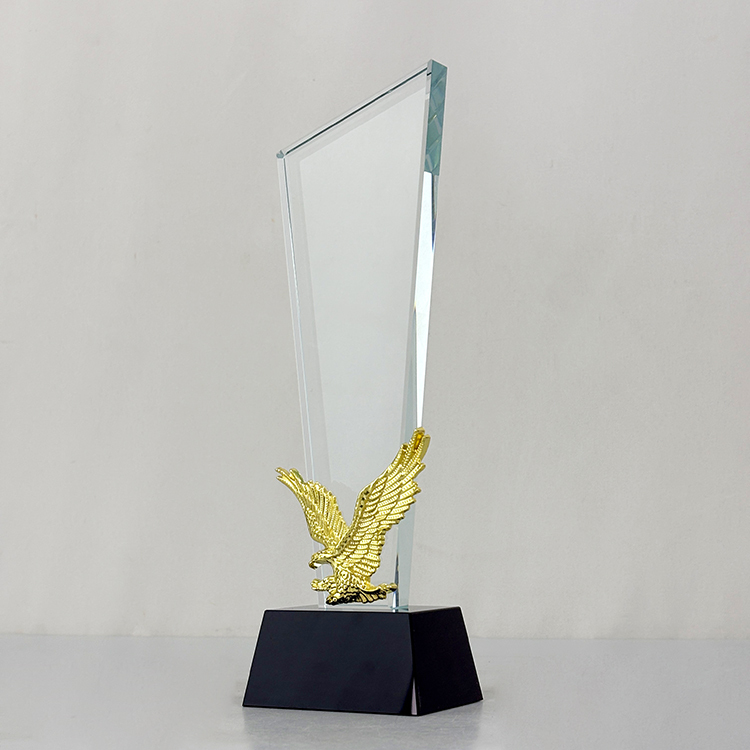 Blank Optical Gold Metal Eagle Crystal Glass Trophy MH-LJ0994