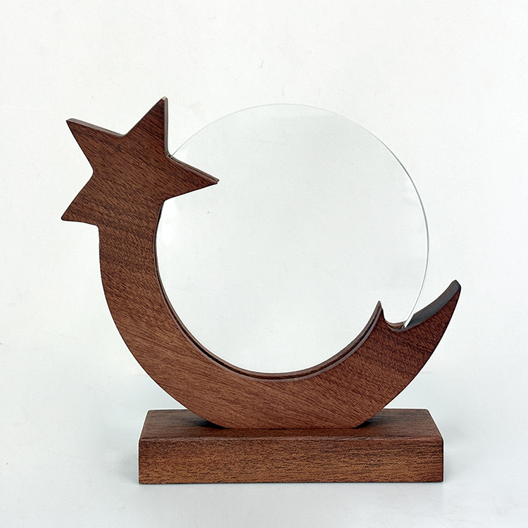 Star Circle Plaque Crystal Trophy with Wooden Base MH-LJ0967