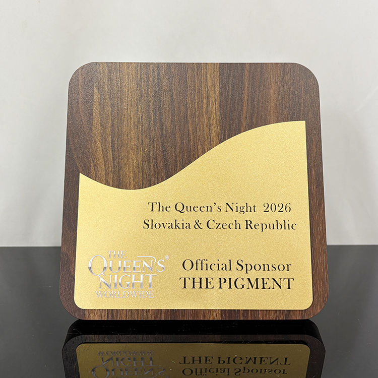 20x20cm Personalized Square Wooden Certificate Award with Gold Plate MH-LJ0962