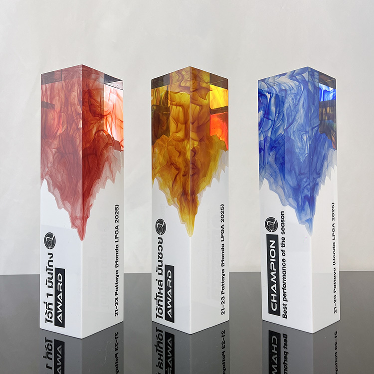 Personalized Red Amber Blue White Resin Trophy Award MH-J0411
