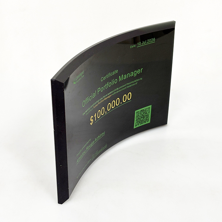 Personalized Curved Black Semi Transparent Plaque Trophy MH-FJ0012