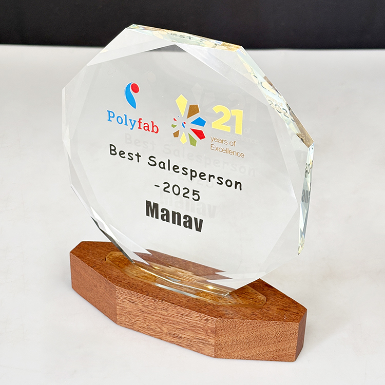 Personalized Wooden Light up Octagon Plaque Crystal Trophy Award MH-LJ0972