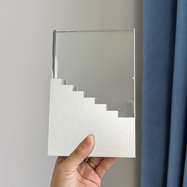 Silver Metal Base Crystal Plaque Trophy Awards MH-J0998