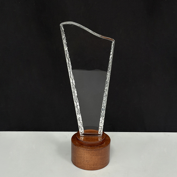 Blank Clear Crystal Trophy Award with Wooden Base MH-FJ008
