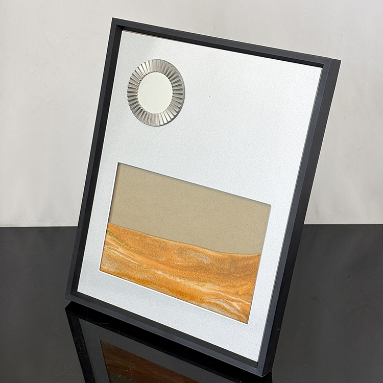Silver Metal Plaque Certificate with Orange Gold Hourglass Quicksand Giveaway Trophy Business Award MH-FJ007