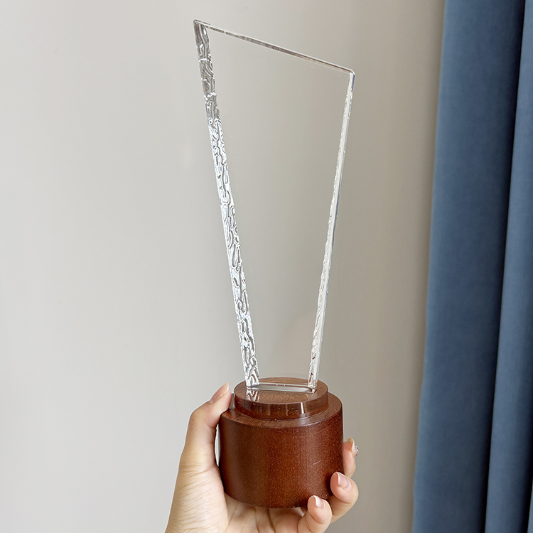 Blank Clear Crystal Trophy Award with Wooden Base MH-FJ008