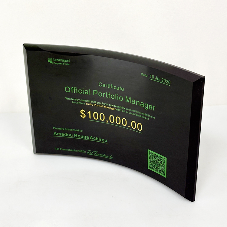 Personalized Curved Black Semi Transparent Plaque Trophy MH-FJ0012