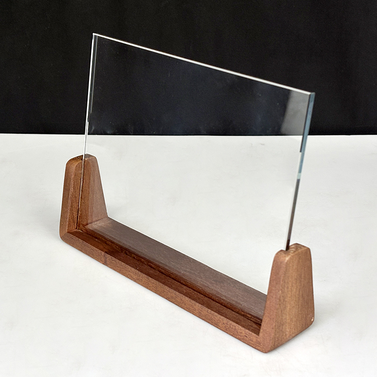 Blank Rectangle Plaque Crystal Trophy with Wooden Base MH-LJ0996