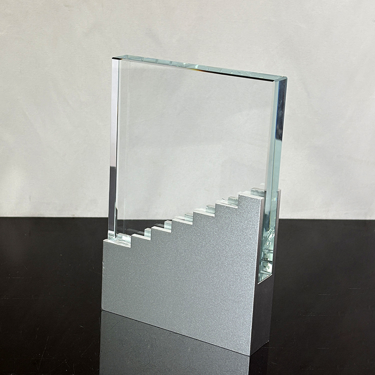 Silver Metal Base Crystal Plaque Trophy Awards MH-J0998