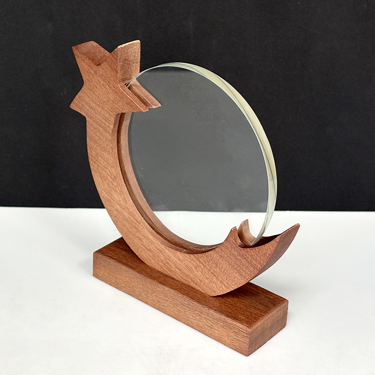 Star Circle Plaque Crystal Trophy with Wooden Base MH-LJ0967