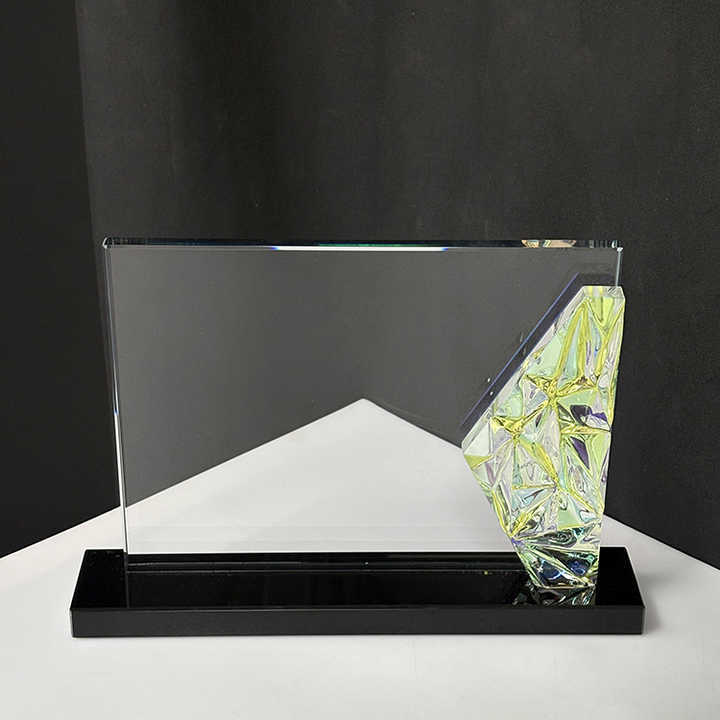 Blank Rainbow Rectangle Crystal Glass Plaque Trophy MH-LJ0997
