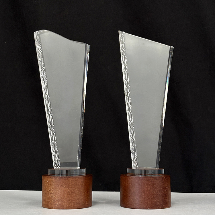 Blank Clear Crystal Trophy Award with Wooden Base MH-FJ008