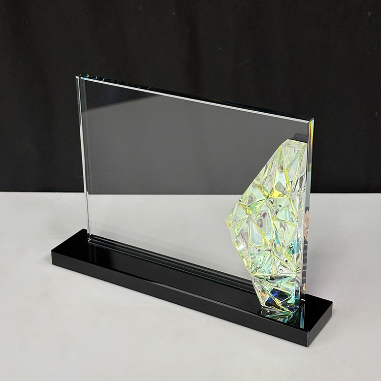 Blank Rainbow Rectangle Crystal Glass Plaque Trophy MH-LJ0997