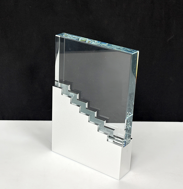 Silver Metal Base Crystal Plaque Trophy Awards MH-J0998