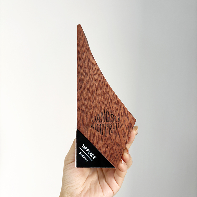 Personalized Triangle Shape Wood Trophy MH-LJ0992