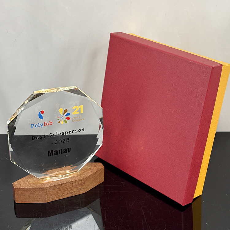 Personalized Wooden Light up Octagon Plaque Crystal Trophy Award MH-LJ0972