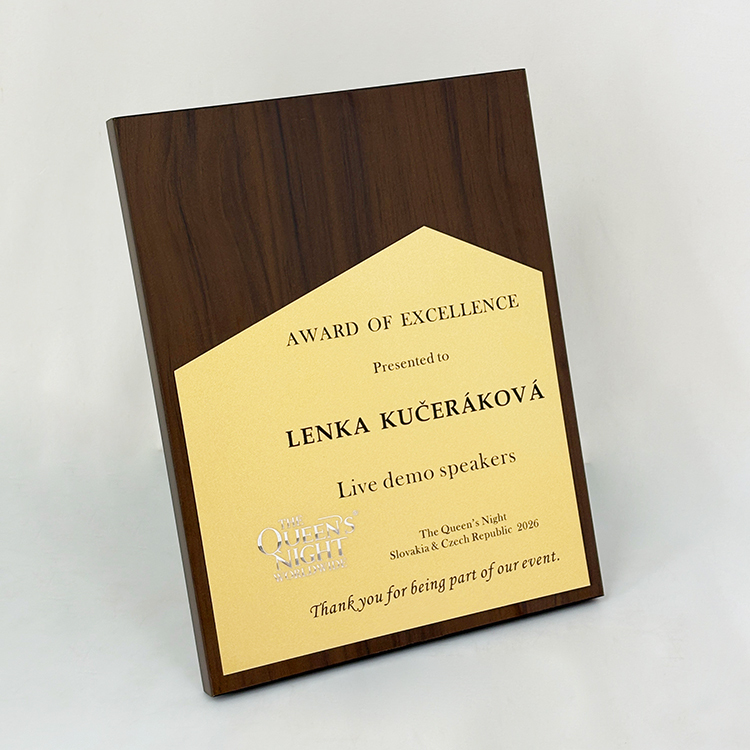 Personalized Rectangle Wood Plaque Wooden Business Trophy Award with Gold Plate Certificate MH-LJ0963