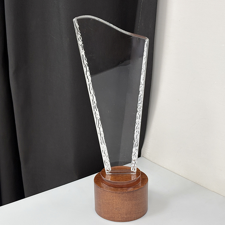 Blank Clear Crystal Trophy Award with Wooden Base MH-FJ008
