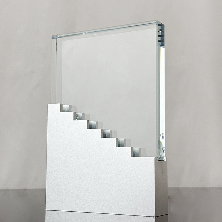 Silver Metal Base Crystal Plaque Trophy Awards MH-J0998
