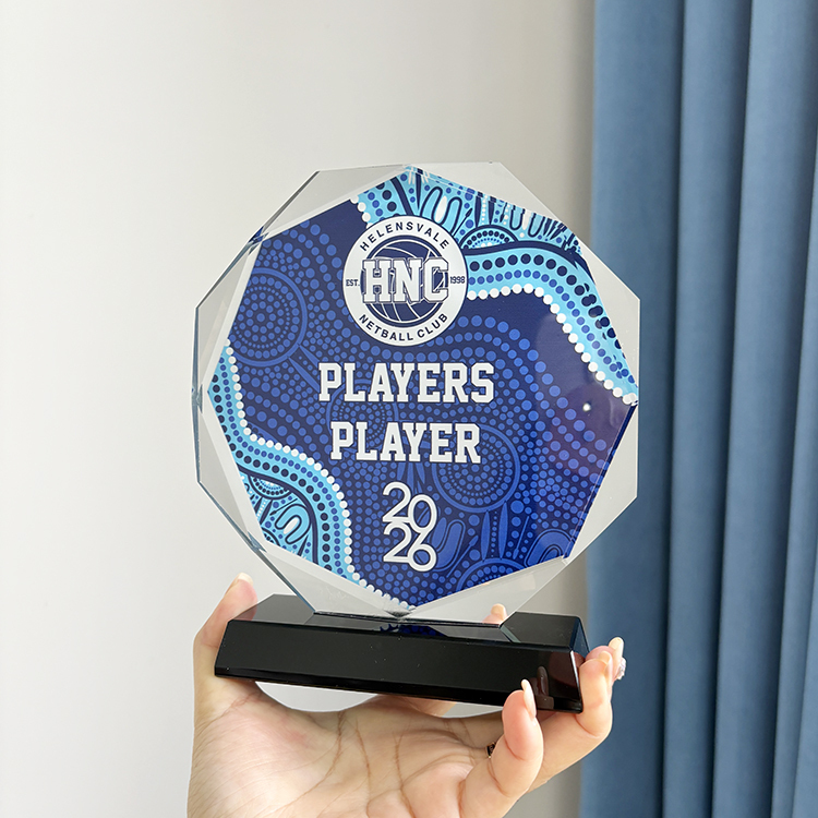 Octagon Shape Custom Clear Crystal Trophy MH-LJ0964