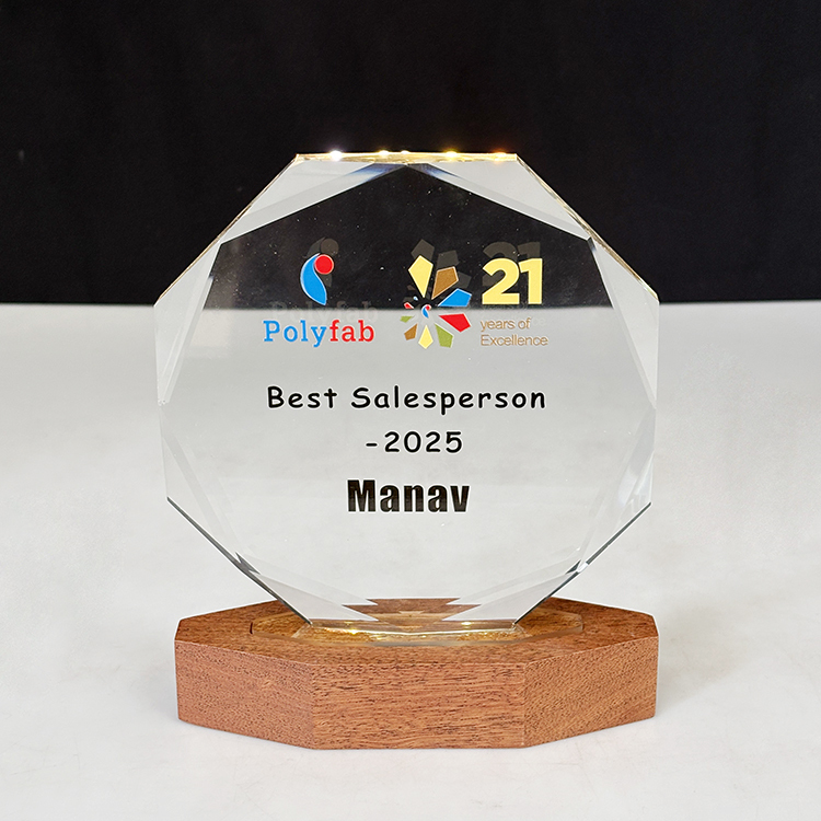 Personalized Wooden Light up Octagon Plaque Crystal Trophy Award MH-LJ0972