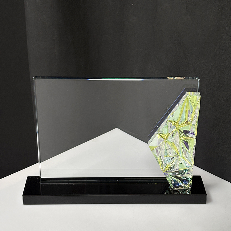 Blank Rainbow Rectangle Crystal Glass Plaque Trophy MH-LJ0997