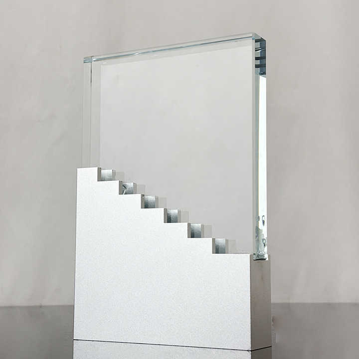 Silver Metal Base Crystal Plaque Trophy Awards MH-J0998