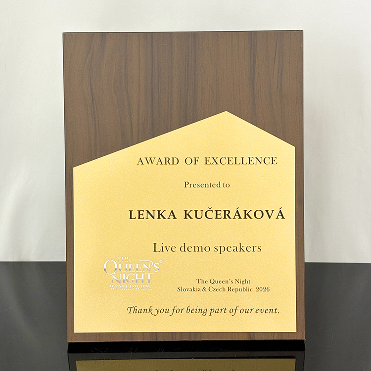 Personalized Rectangle Wood Plaque Wooden Business Trophy Award with Gold Plate Certificate MH-LJ0963