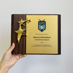Brown wooden with gold plate