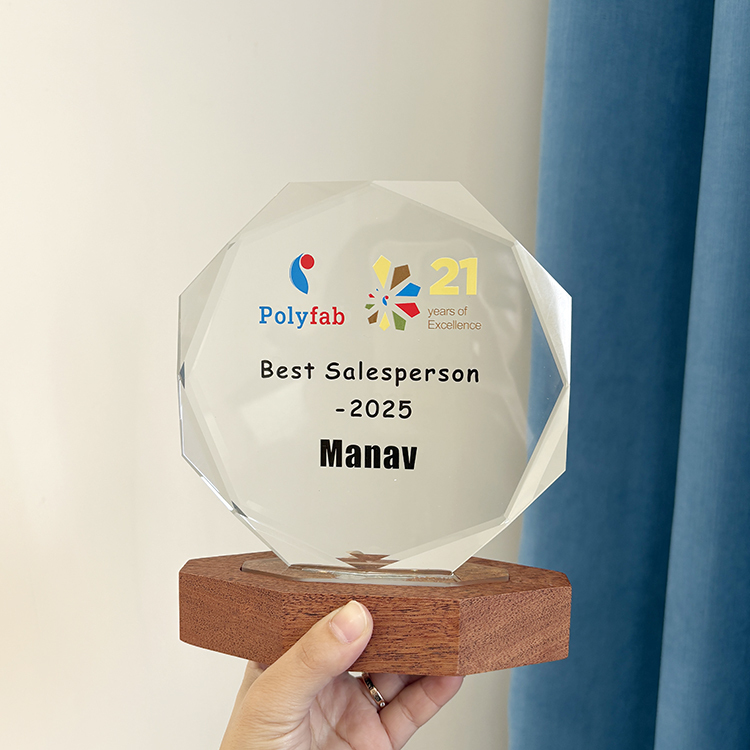 Personalized Wooden Light up Octagon Plaque Crystal Trophy Award MH-LJ0972