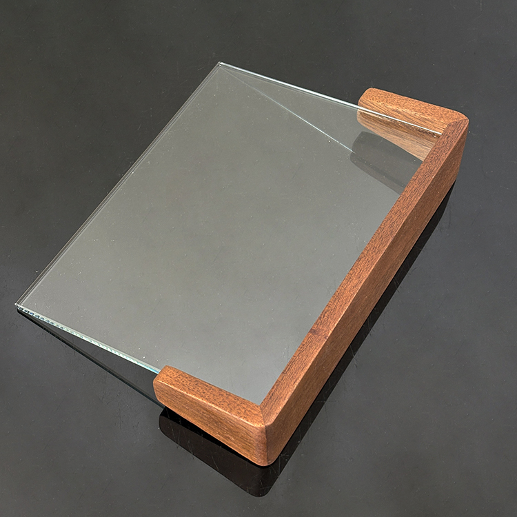 Blank Rectangle Plaque Crystal Trophy with Wooden Base MH-LJ0996