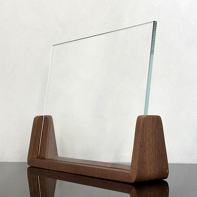 Blank Rectangle Plaque Crystal Trophy with Wooden Base MH-LJ0996