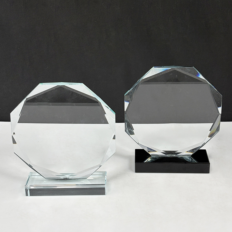 Blank Octagon Plaque Crystal Trophy Award with clear Black Base MH-LJ0933