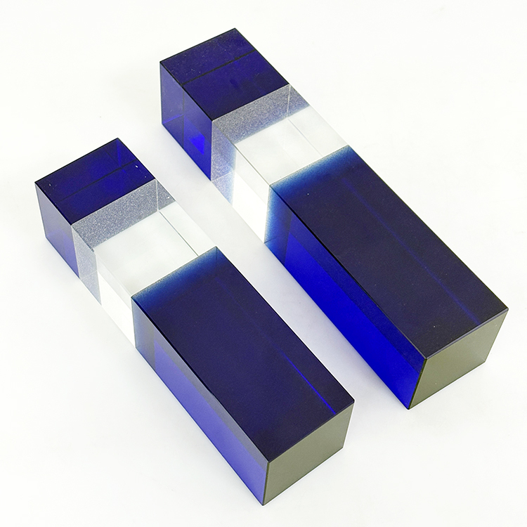 Blue Clear Crystal Block Trophy Awards MH-LJ0939