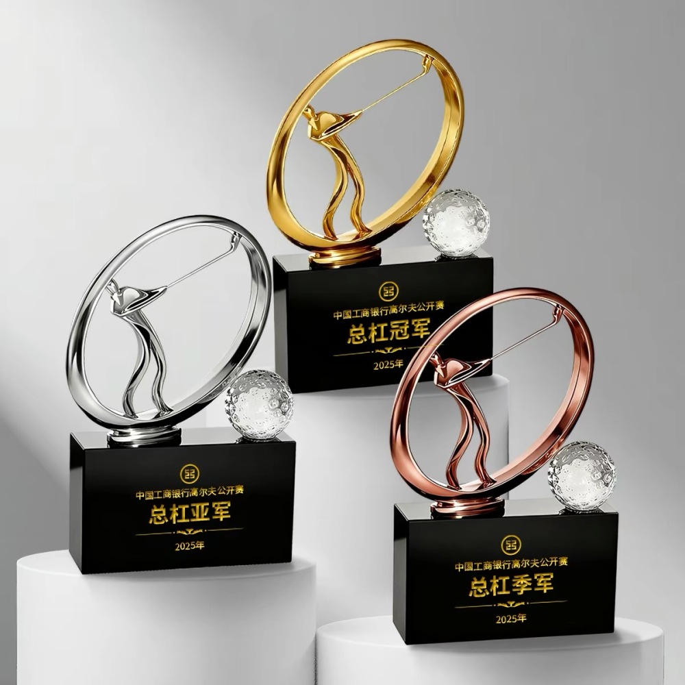 Metal Gold Silver Bronze Golfer Optical with Black base Golf Award Trophy MH-LJ0949
