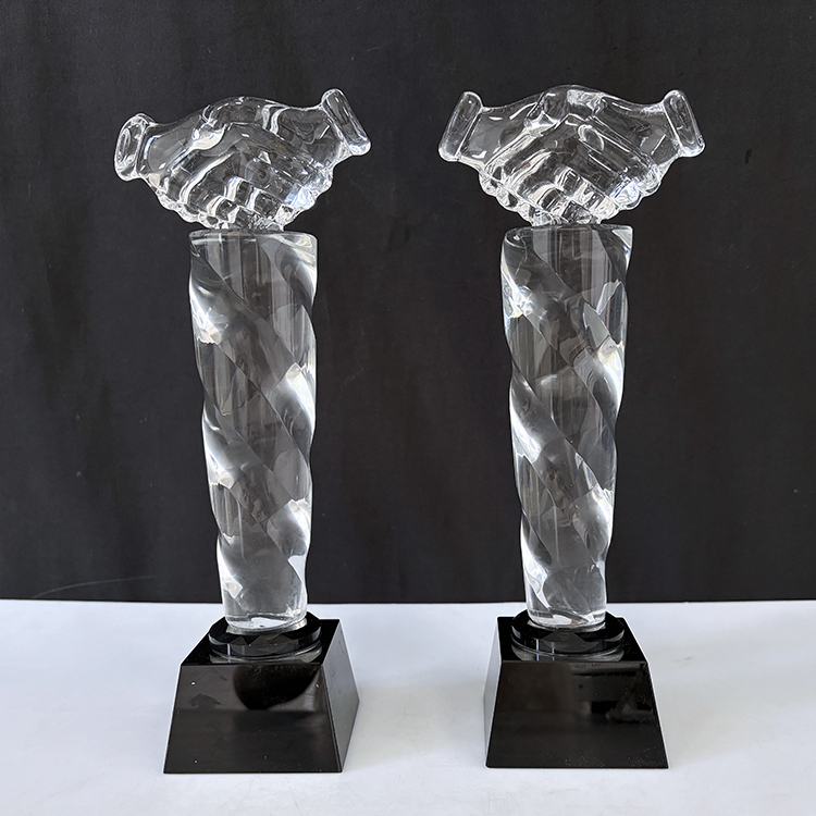 Personalized Clear Crystal Handshake Trophy Awards MH-LJ0945