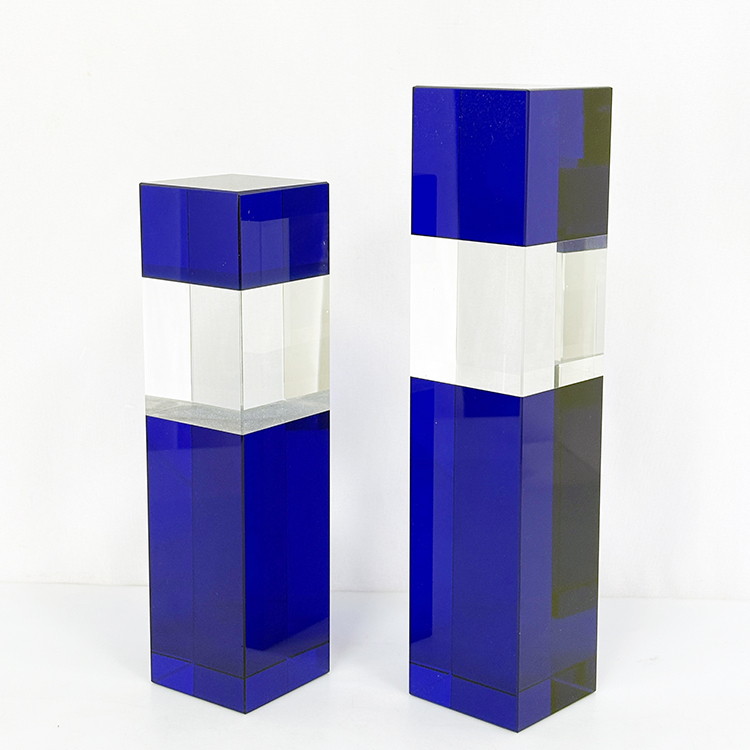 Blue Clear Crystal Block Trophy Awards MH-LJ0939