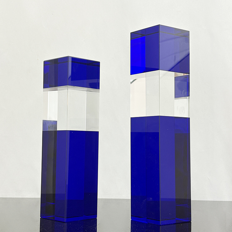 Blue Clear Crystal Block Trophy Awards MH-LJ0939