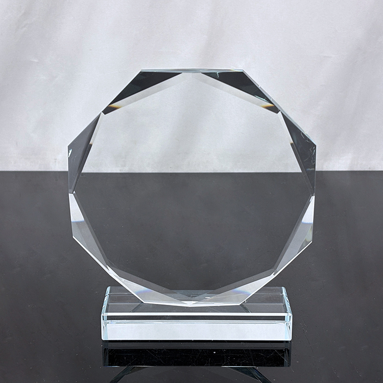 Blank Octagon Plaque Crystal Trophy Award with clear Black Base MH-LJ0933