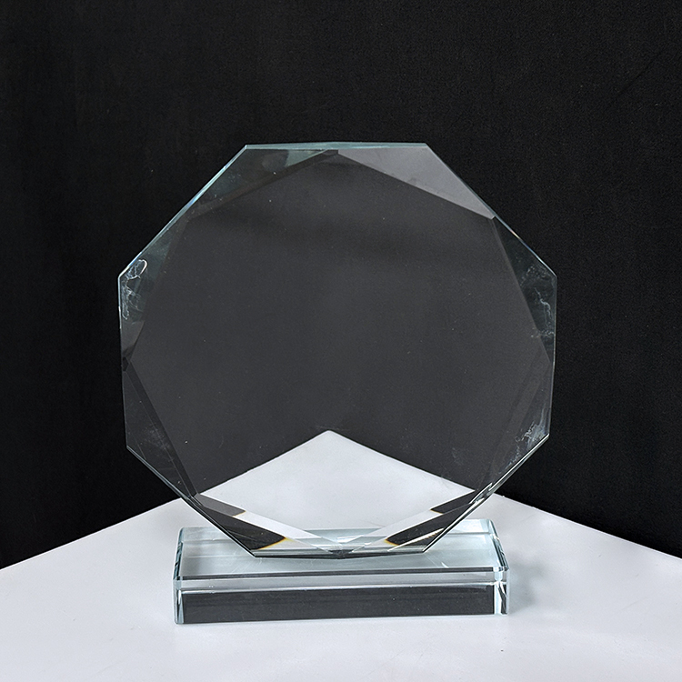 Blank Octagon Plaque Crystal Trophy Award with clear Black Base MH-LJ0933