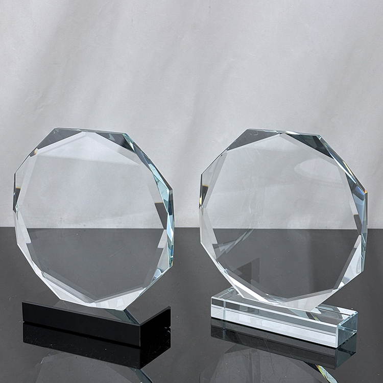 Blank Octagon Plaque Crystal Trophy Award with clear Black Base MH-LJ0933