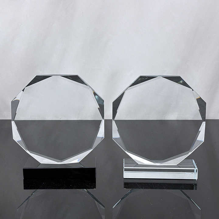 Blank Octagon Plaque Crystal Trophy Award with clear Black Base MH-LJ0933