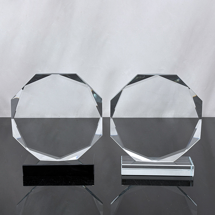 Blank Octagon Plaque Crystal Trophy Award with clear Black Base MH-LJ0933