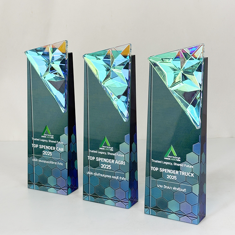 Rainbow Diamond Crystal Glass Plaque Trophy MH-LJ0922