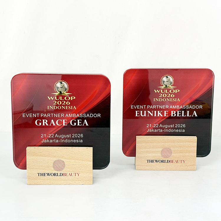 Personalized Square Crystal Plaque Trophy with Wood Stand MH-LJ0923