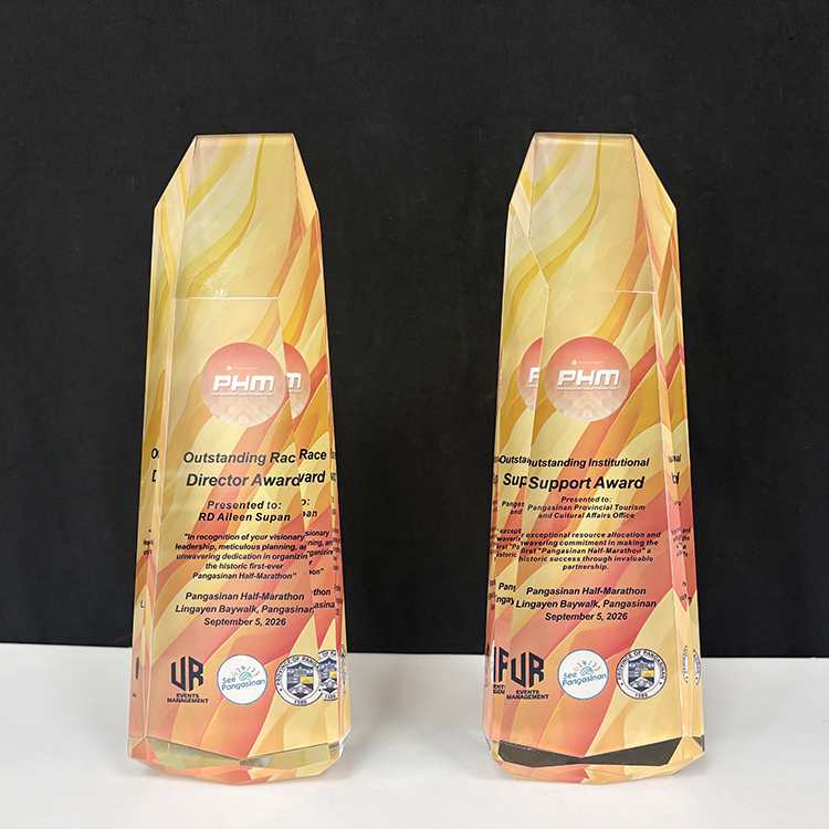 Full Color Printing Optical Hexagon Crystal Glass Trophy MH-FJ0024