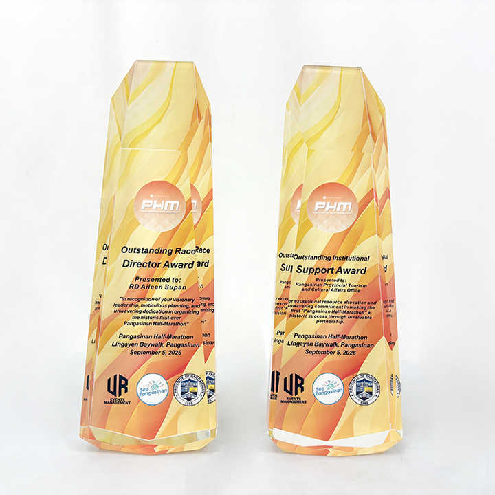 Full Color Printing Optical Hexagon Crystal Glass Trophy MH-FJ0024