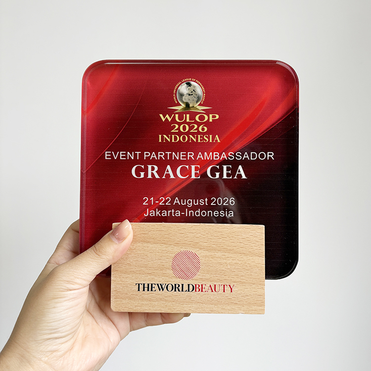 Personalized Square Crystal Plaque Trophy with Wood Stand MH-LJ0923