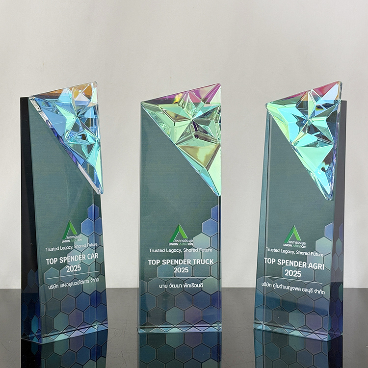 Rainbow Diamond Crystal Glass Plaque Trophy MH-LJ0922